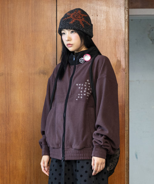 GJ109 Star Accent Fleece Jacket (BROWN)