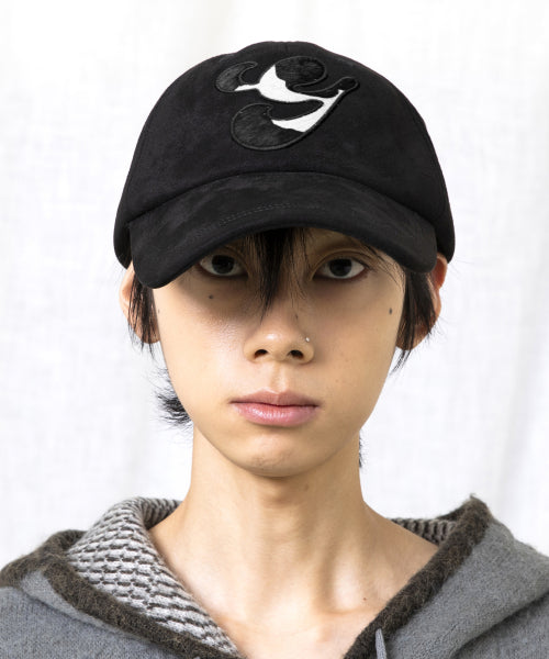 GC073 Hair Orly Applique Suede Ball Cap (BLACK)