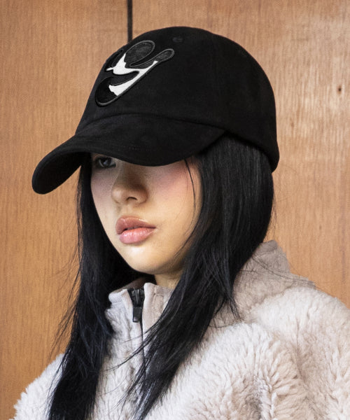 GC073 Hair Orly Applique Suede Ball Cap (BLACK)