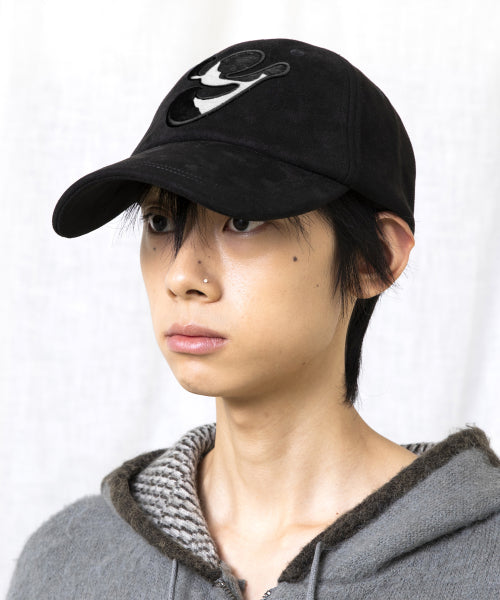 GC073 Hair Orly Applique Suede Ball Cap (BLACK)