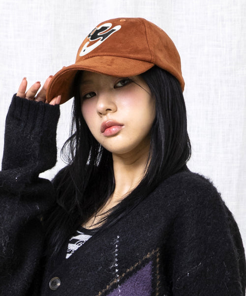 GC073 Hairy Applique Suede Ball Cap (BROWN)