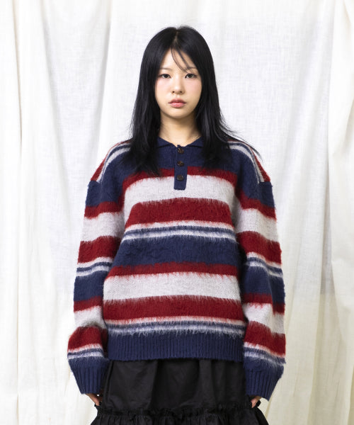 GNT080 Good Will Retro Stripe Hair Ornament (NAVY)