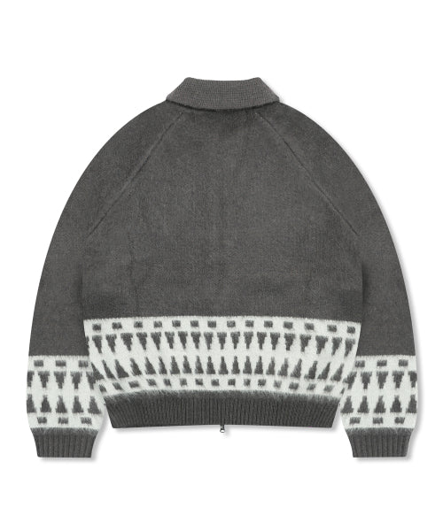 GNT062 Turtleneck Bear COWICHAN Knit Zip-Up (BROWN)