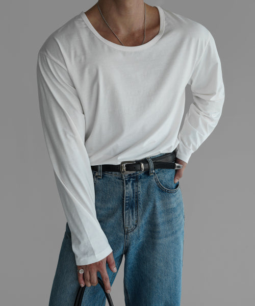 COTTON U NECK LONG SLEEVE T-SHIRT [IVORY]
