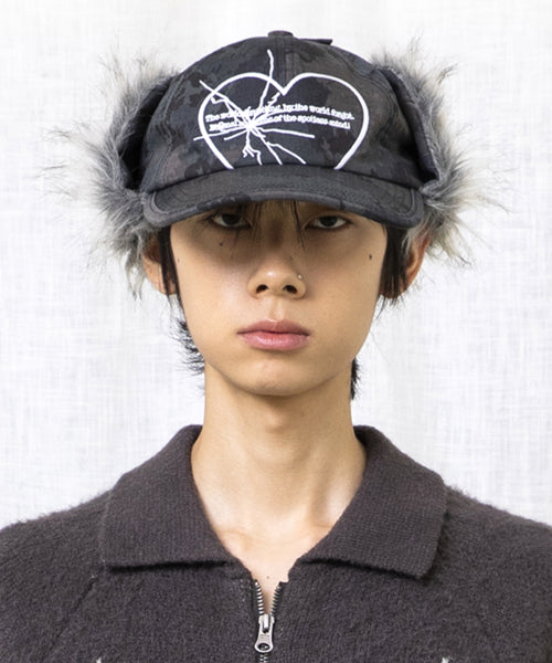 GC039 Camouflage Sunshine Heart Trapper Cap (BLACK CAMO)