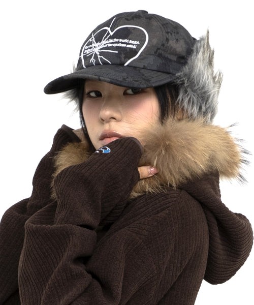 GC039 Camouflage Sunshine Heart Trapper Cap (BLACK CAMO)
