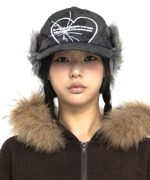 GC039 Camouflage Sunshine Heart Trapper Cap (BLACK CAMO)