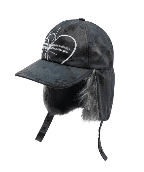 GC039 Camouflage Sunshine Heart Trapper Cap (BLACK CAMO)