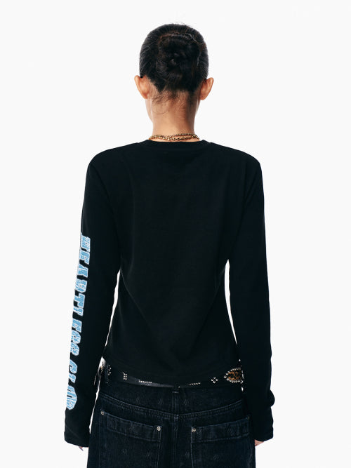 VINTAGE PRINTED LONG SLEEVE TOP BLACK