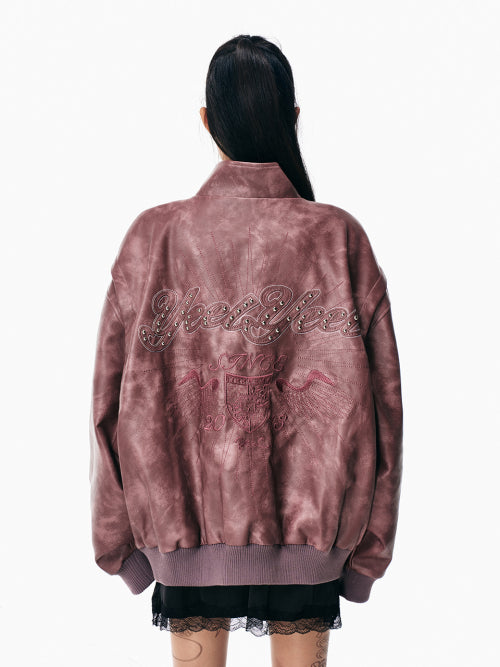 FAUX LEATHER WINGED JACKET PINK