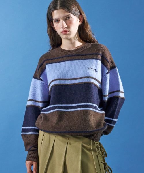 M.C UNISEX, Color Block Knit / Brown