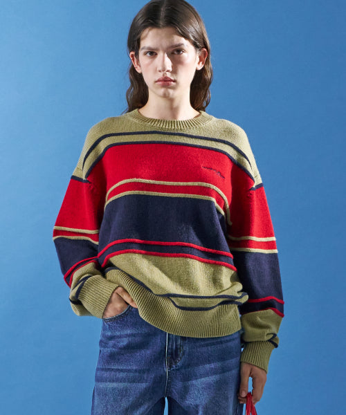M.C UNISEX, Color Block Knit / Beige