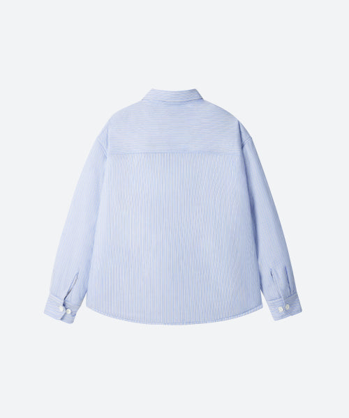 M.C UNISEX, Stripe Padded Shirt Jacket / Sky blue