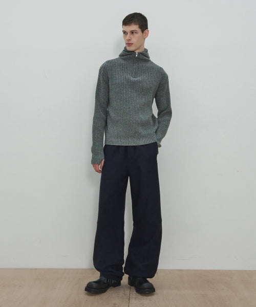 UNISEX, Side Zip Wool Sweat Pants / Navy