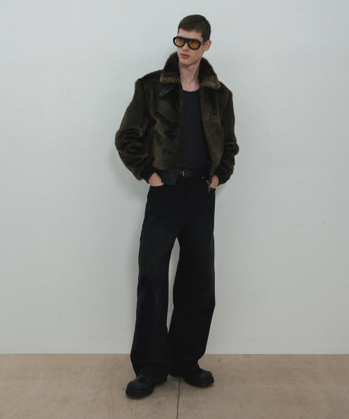 UNISEX, Loose-Fit Denim Pants / Washed black