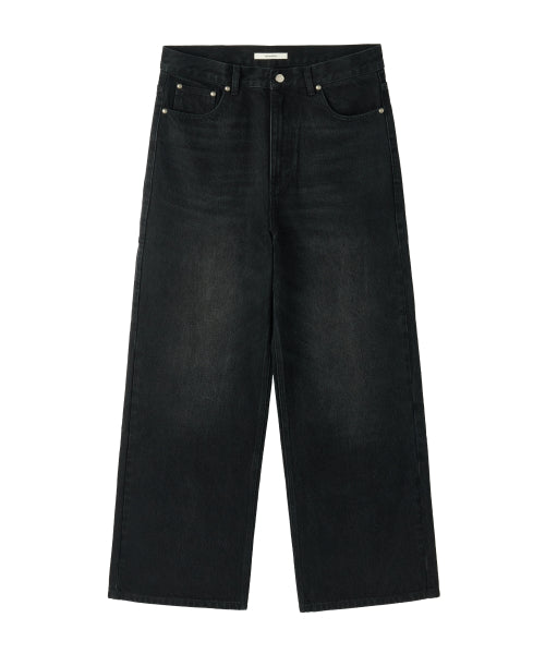 UNISEX, Loose-Fit Denim Pants / Washed black