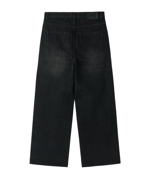 UNISEX, Loose-Fit Denim Pants / Washed black