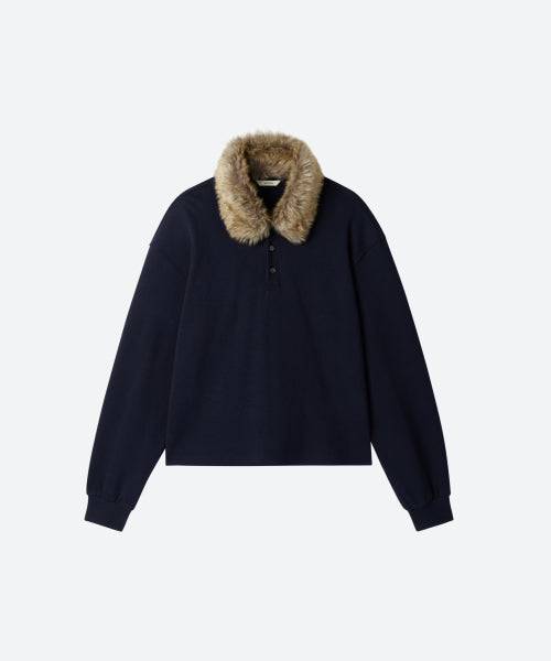 UNISEX, Detachable Fur Collar PK Shirt / Navy