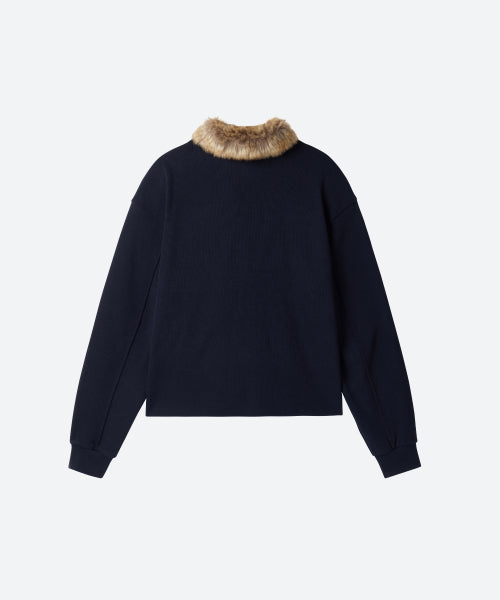 UNISEX, Detachable Fur Collar PK Shirt / Navy