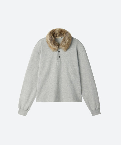 UNISEX, Detachable Fur Collar PK Shirt / Gray