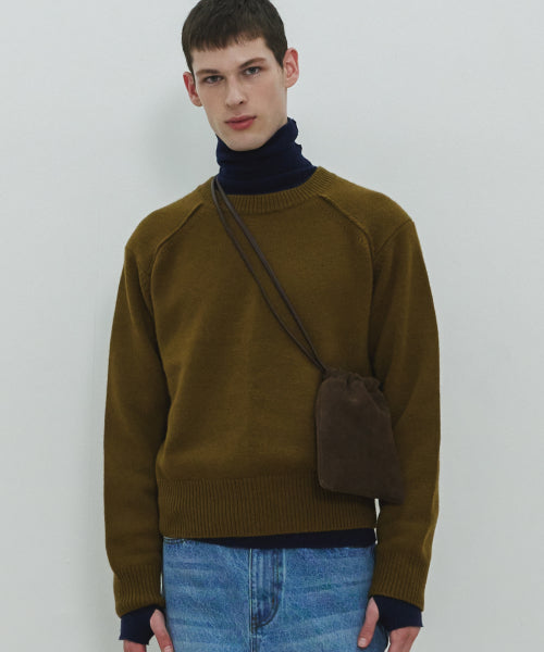 UNISEX, Pin Tuck Line Knit / Olive