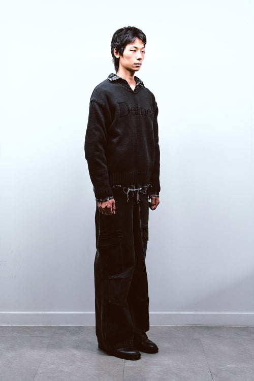 EMBROIDERY EDGE LOGO KNIT IN BLACK