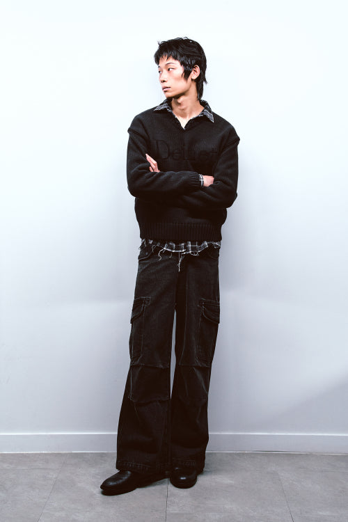 EMBROIDERY EDGE LOGO KNIT IN BLACK