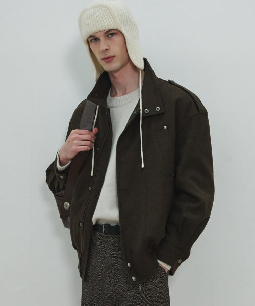 UNISEX, 4 Pocket Oversized Wool Blouson / Brown