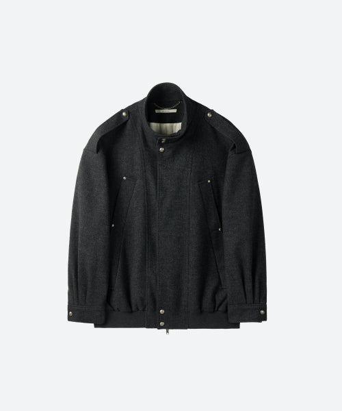 UNISEX, 4 Pocket Oversized Wool Blouson / Charcoal