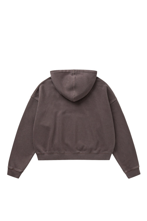 MUDDY PATCH LOGO CROP HOODIE IN BROWN