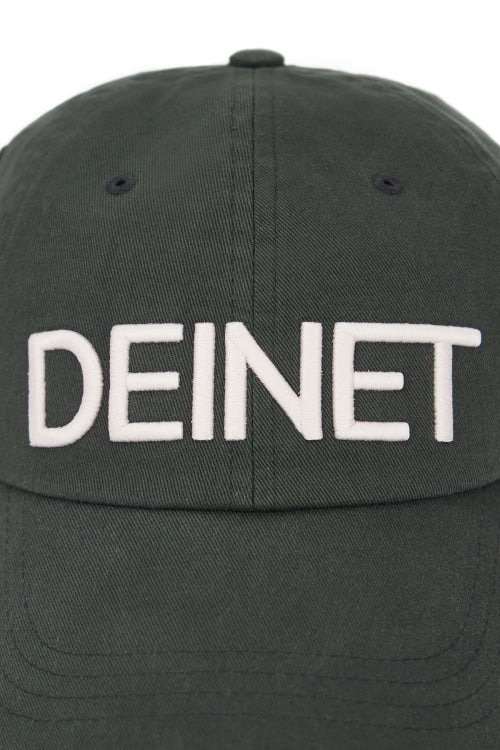 DEINET WASHED LOGO CAP IN CHARCOAL