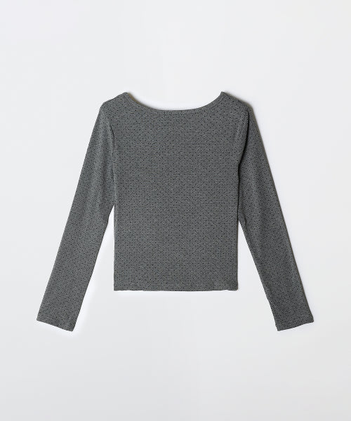 Dot Shirring Long-Sleeved T-shirt_SPLWF49G06