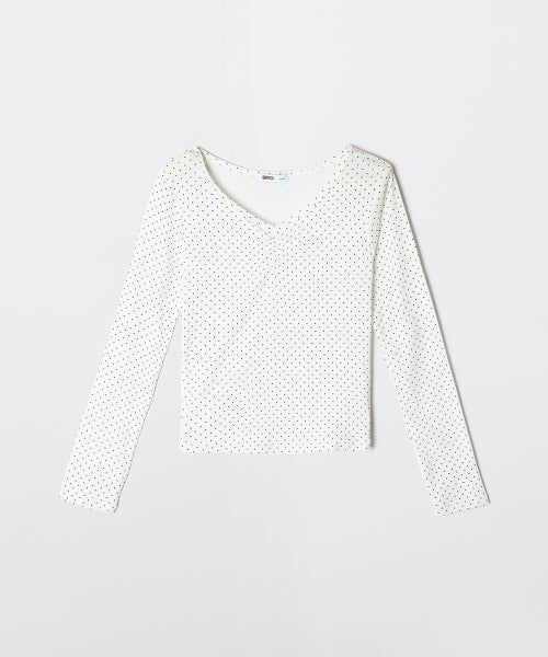 Dot Shirring Long-Sleeved T-shirt_SPLWF49G06