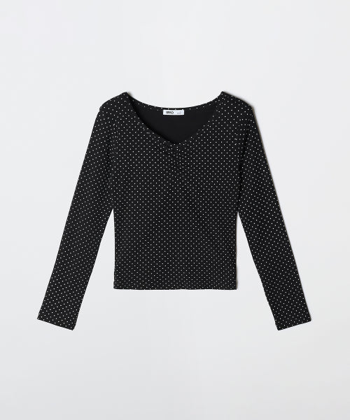 Dot Shirring Long-Sleeved T-shirt_SPLWF49G06