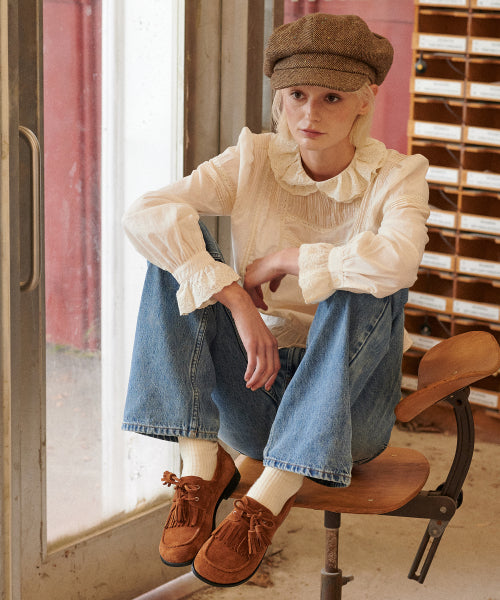 Cow Leather Kiltie Loafer (Camel Brown)