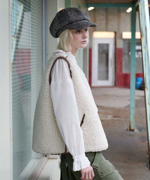 Wool Neps Newsboy Cap (Black)