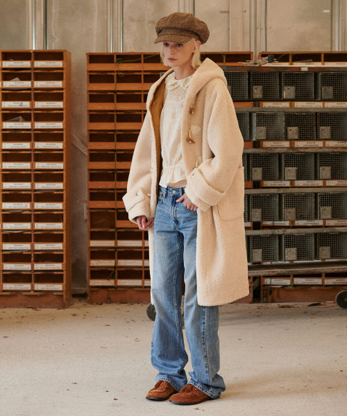 Teddy Shearling Duffle Coat (L/Beige)