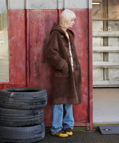 Teddy Shearling Duffle Coat (Brown)