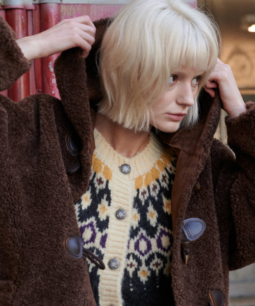 Teddy Shearling Duffle Coat (Brown)