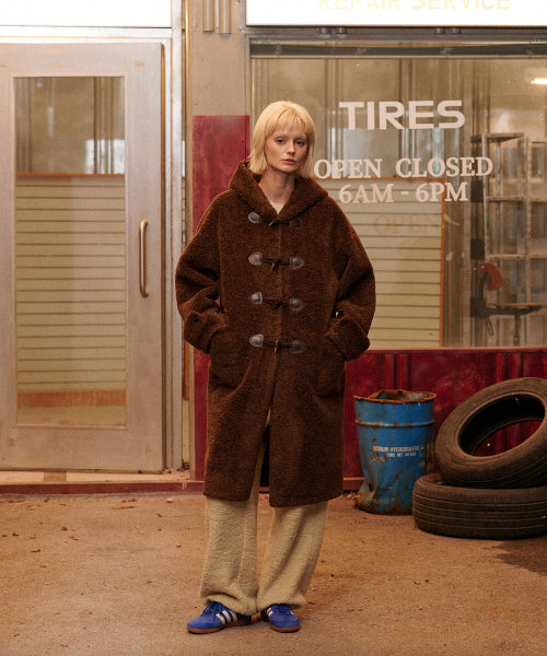 Teddy Shearling Duffle Coat (Brown)