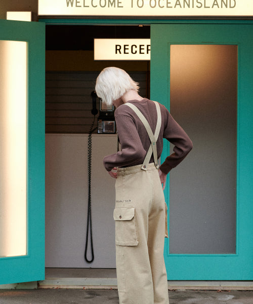 Suspender Cargo Pants (Beige)