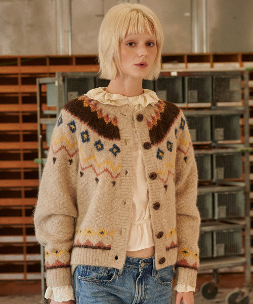 2-Way Fur Collar Cardigan (Beige)