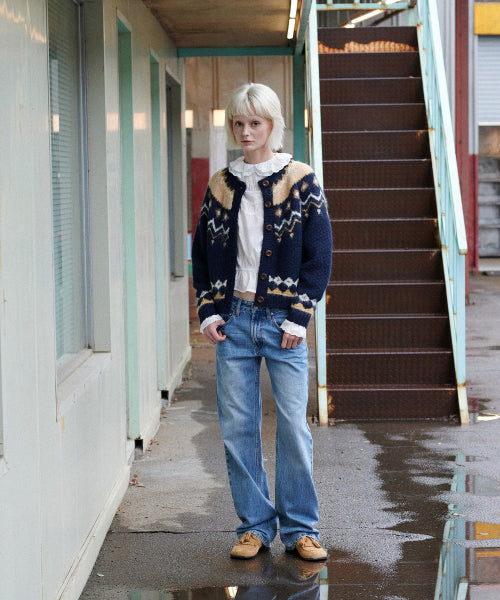 2-Way Fur Collar Cardigan (Navy)