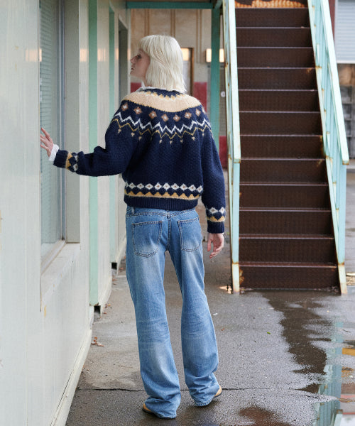 2-Way Fur Collar Cardigan (Navy)