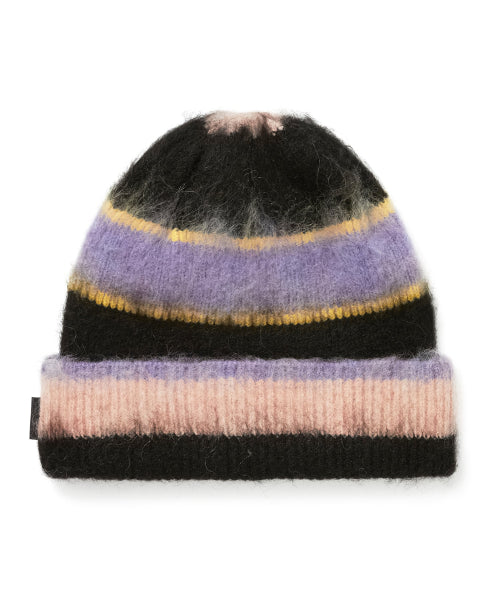 Striped Mohair Beanie Black