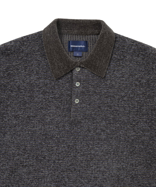 Velvet Knit Polo Charcoal