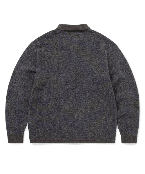 Velvet Knit Polo Charcoal