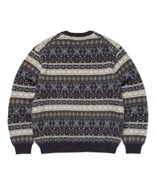 Fair Isle Knit Sweater Navy