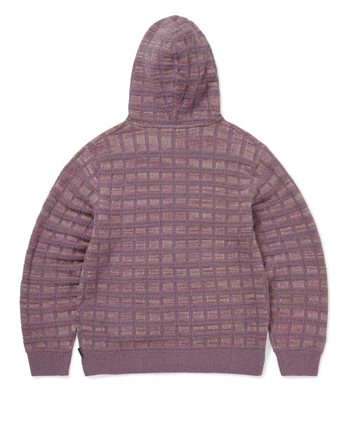 Textured Knit Zip Hoodie Dusty Pink
