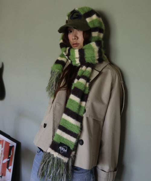 Striped Hairy Bold Muffler (Green)